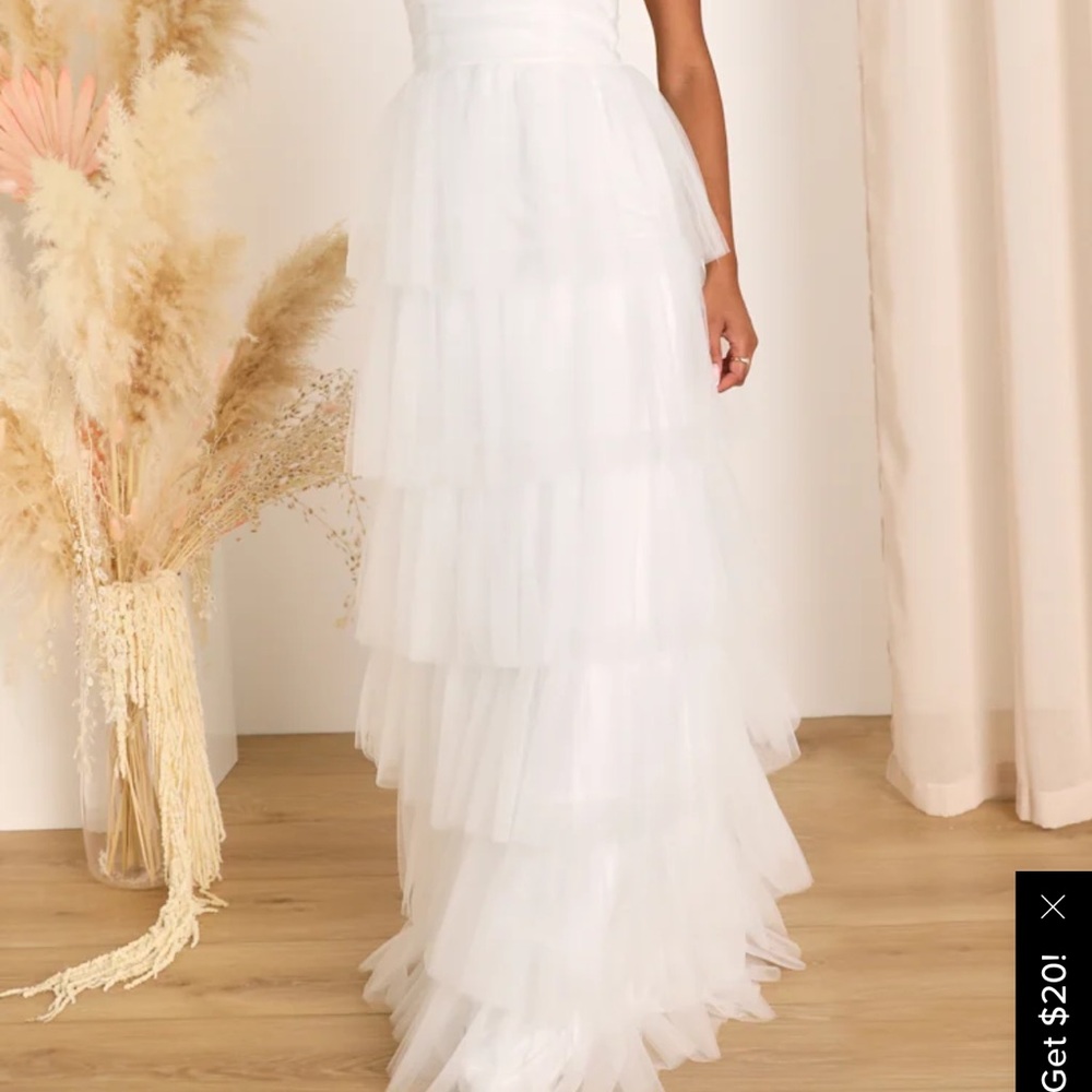 Lulu's White Tiered Wedding Dress
